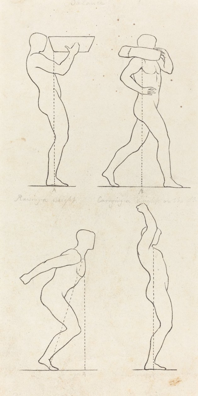 Bär en vikt; Förbereder sig för att hoppa och stiga av av George Scharf after John Flaxman
