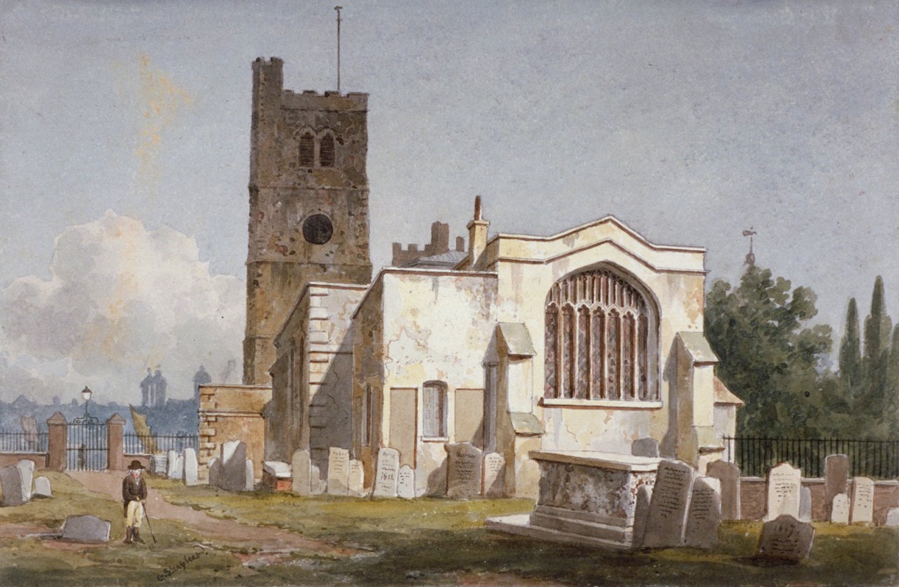 Church of St Mary i Lambeth, London, c1810 av George Shepherd