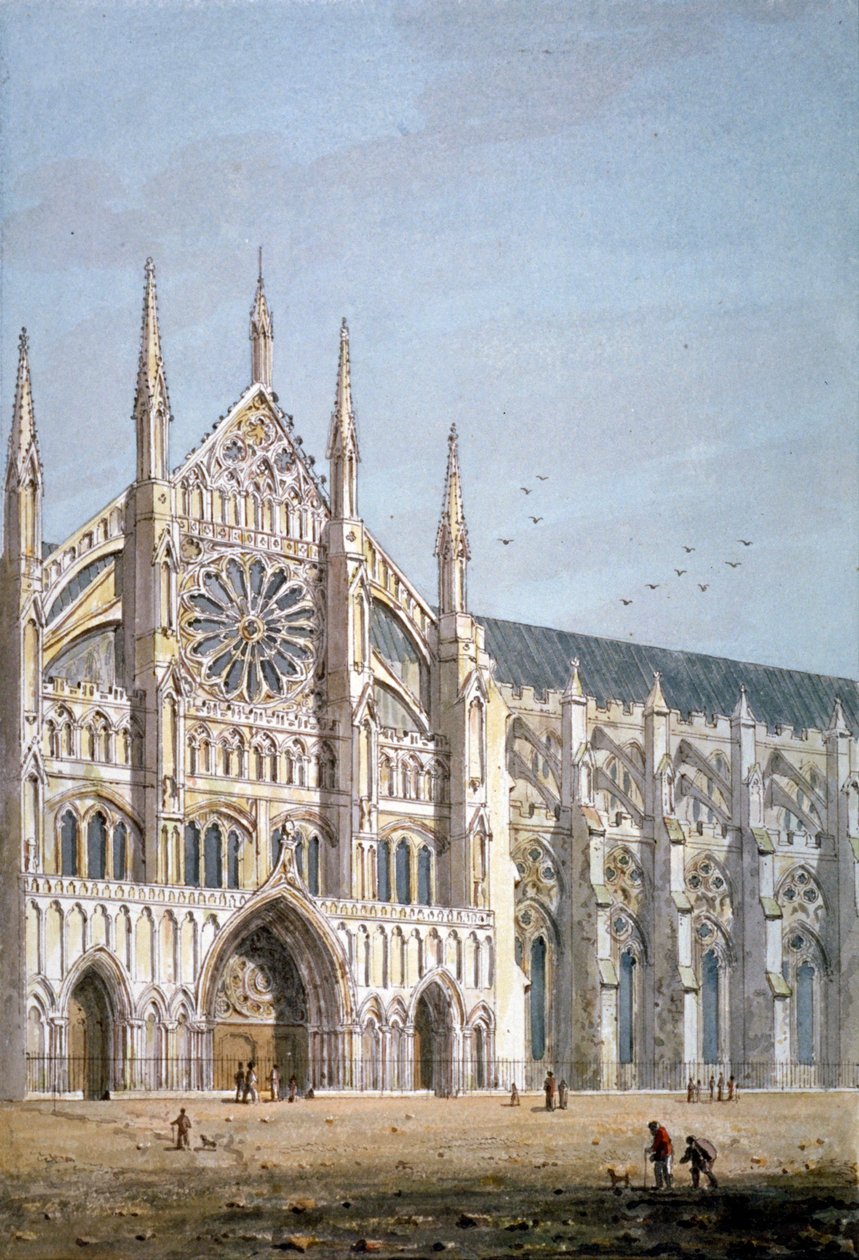Norra dörren till Westminster Abbey, London, c1810. av George Shepherd