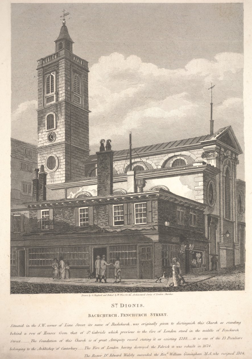 St. Dionis, Backchurch, Fenchurch Street, graverad av William Wise av George Shepherd