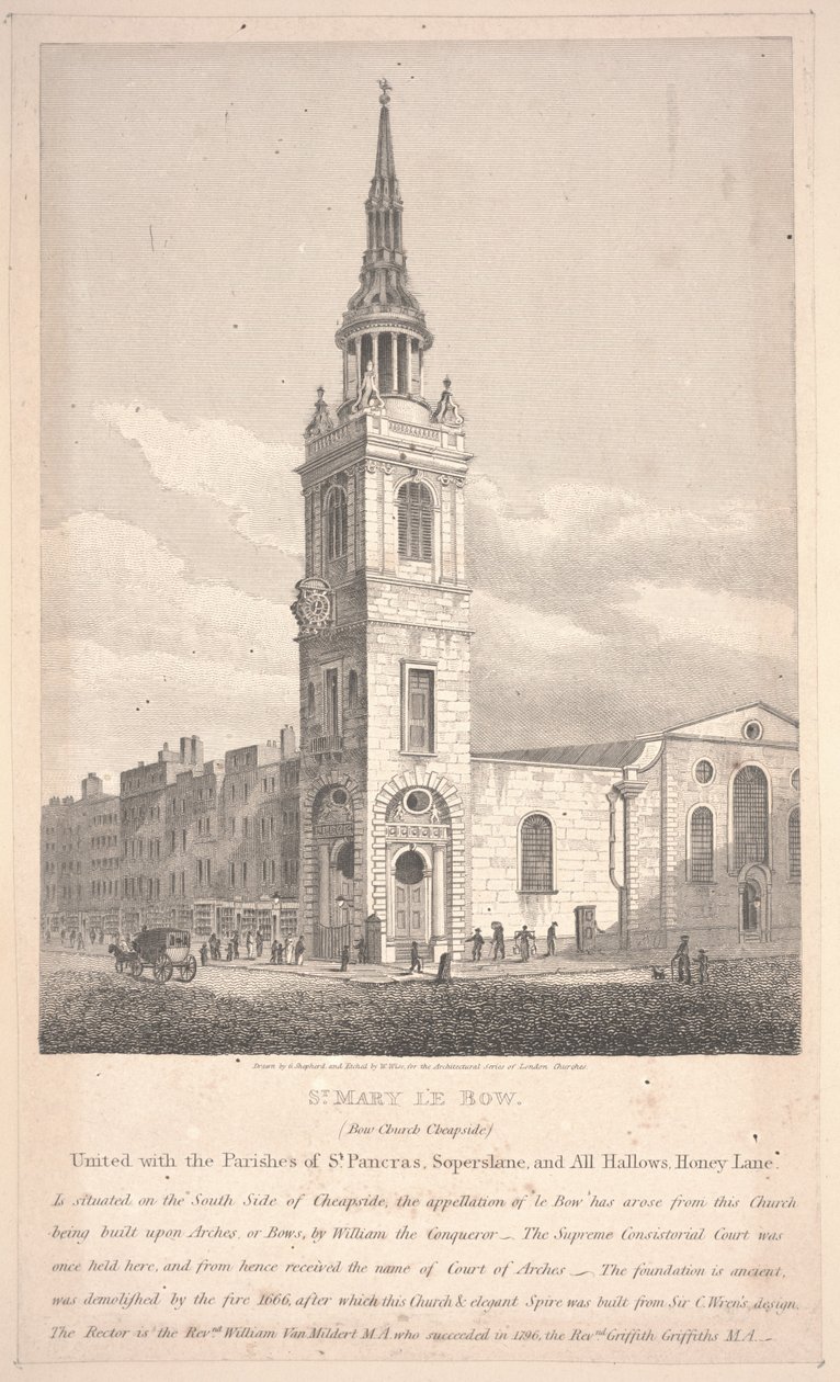 St. Mary Le Bow, graverad av William Wise av George Shepherd