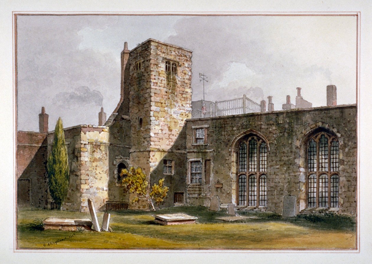 Utsikt över Savoy Chapel, Savoy Palace, Westminster, 1819 av George Shepherd