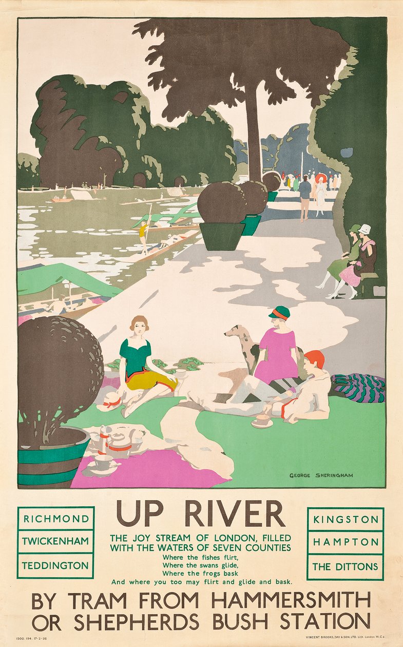 "Up River", en London Transportaffisch, 1926 av George Sheringham