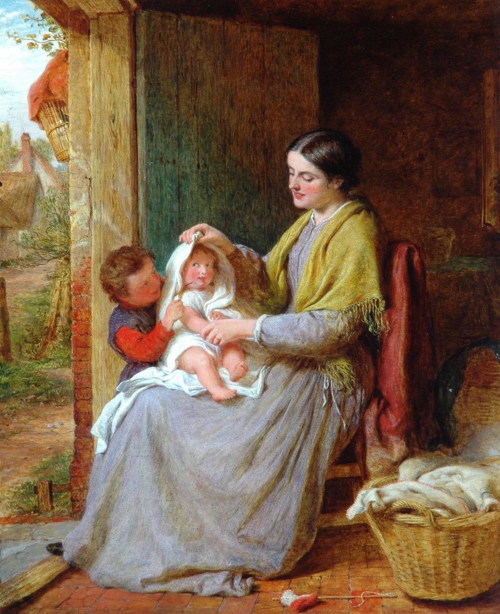 Leker med barnet, 1863 av George Smith