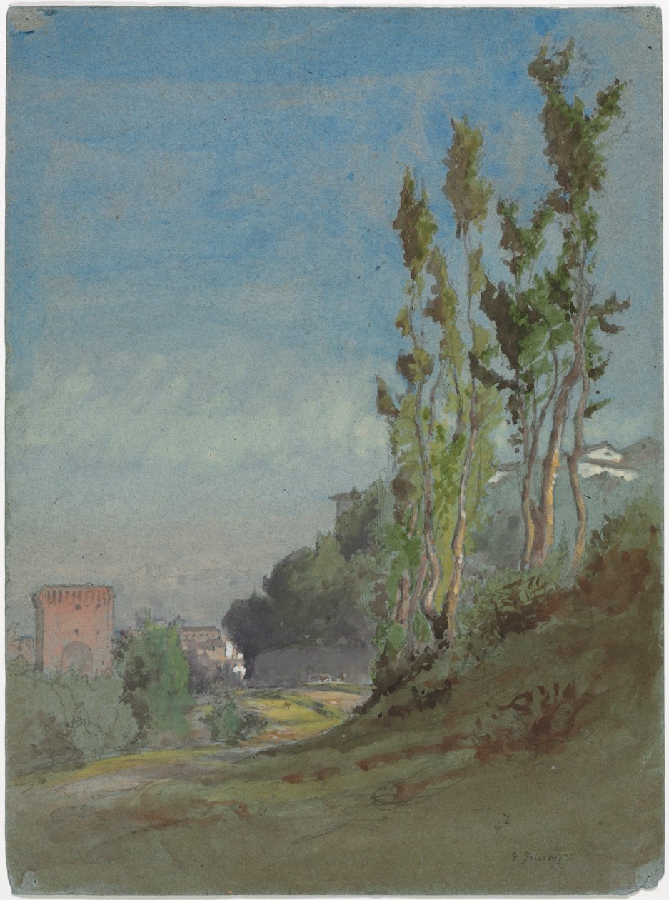 Albano, Italien, ca 1872 (akvarell med gouache över grafit) av George Snr. Inness