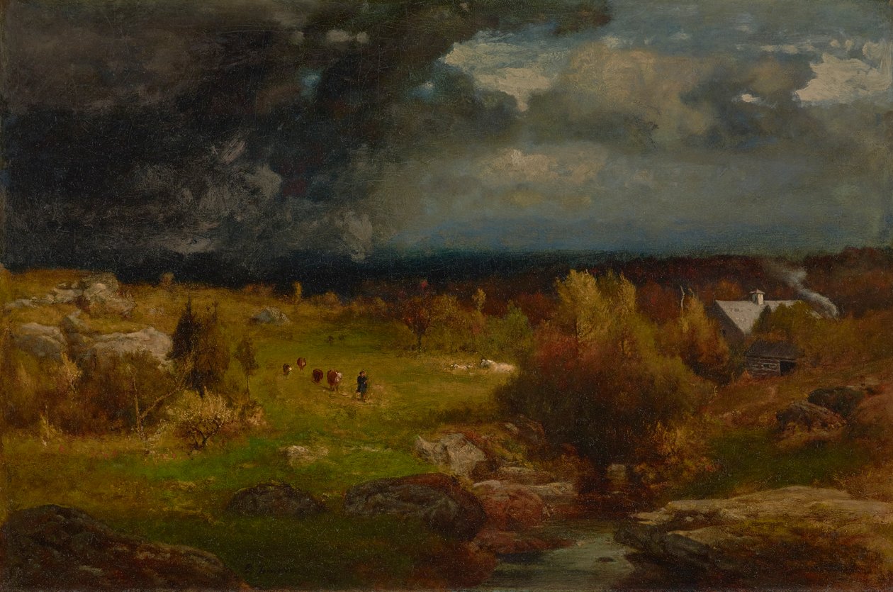 Upprensning 1875 (olja på duk) av George Snr. Inness