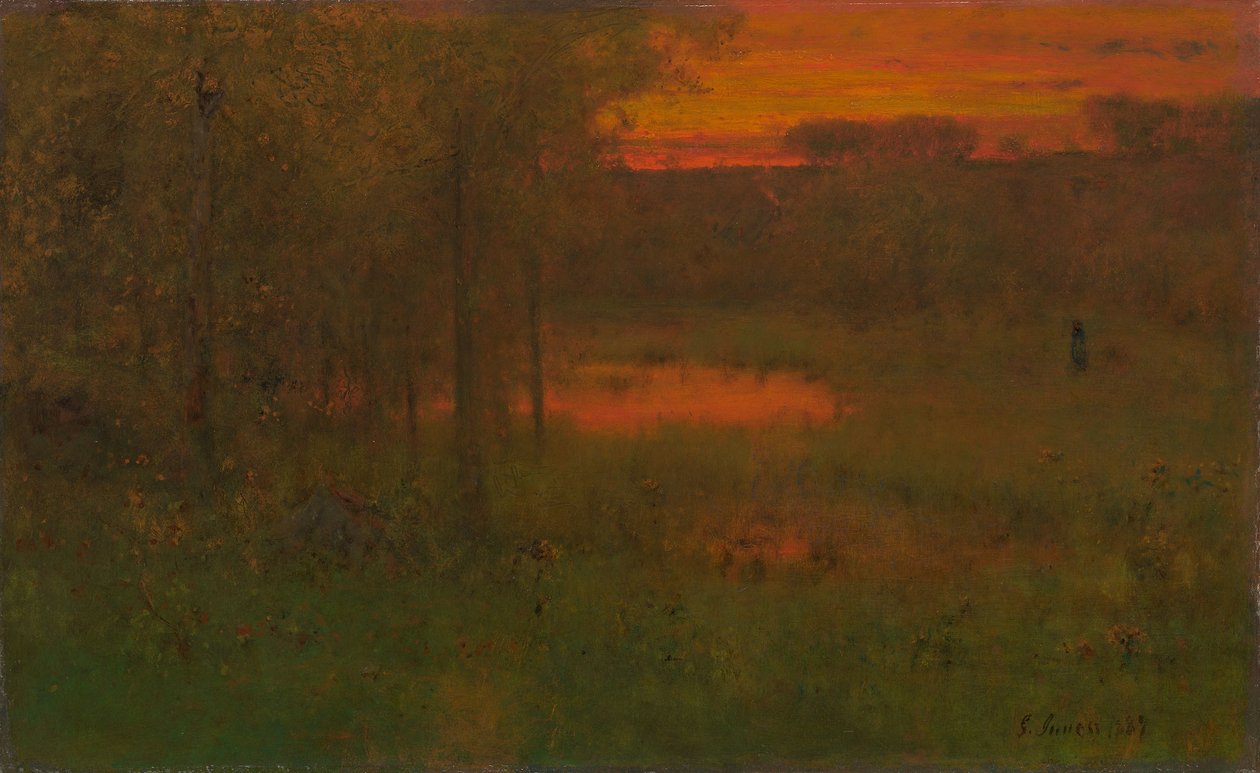 Landskap, solnedgång, 1887?89 av George Snr. Inness
