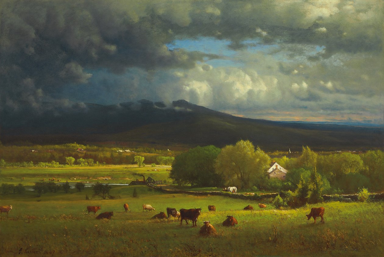 Solnedgång vid floden, 1867 av George Snr. Inness