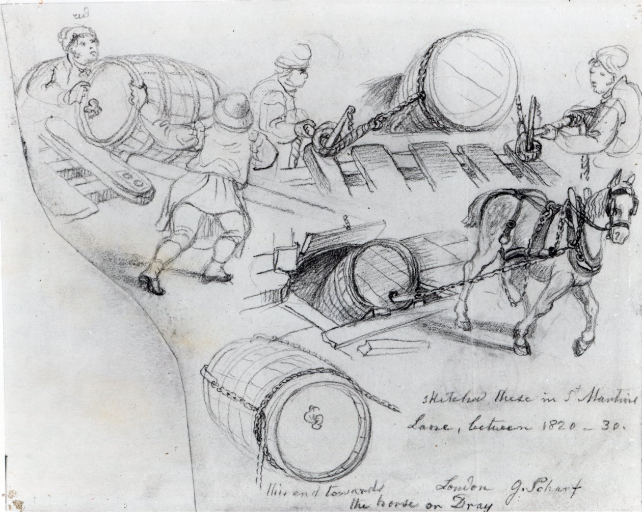Draymen och häst, c.1820-30 av George Snr Scharf