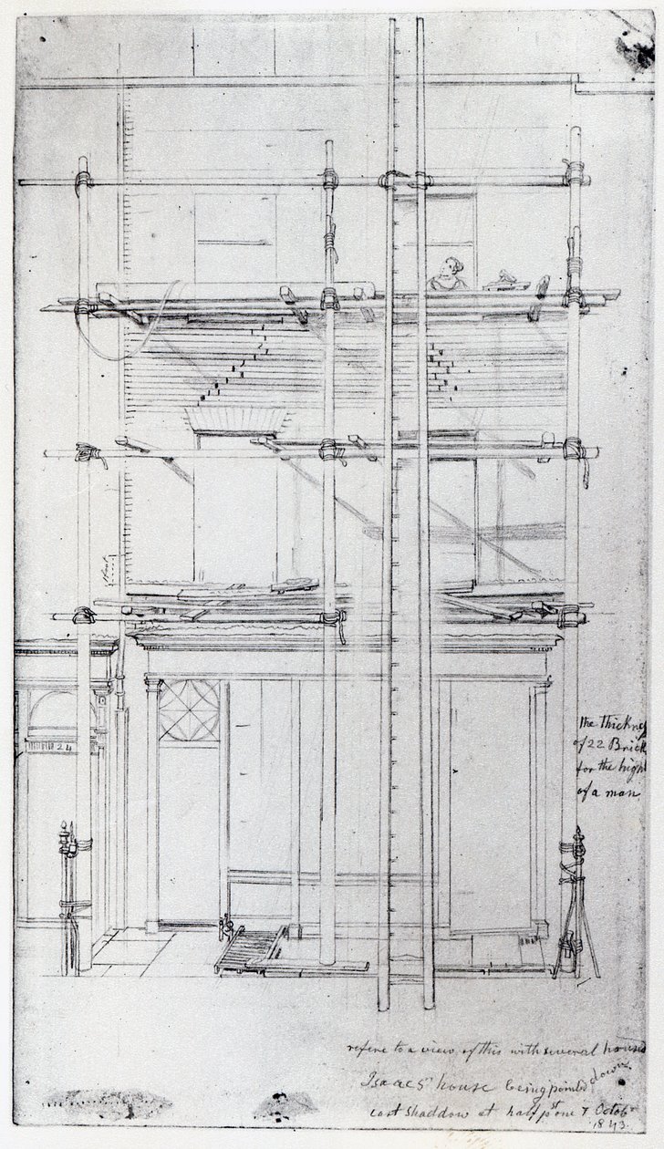 Utsidan av Issacs hus målas, 1843 av George Snr Scharf