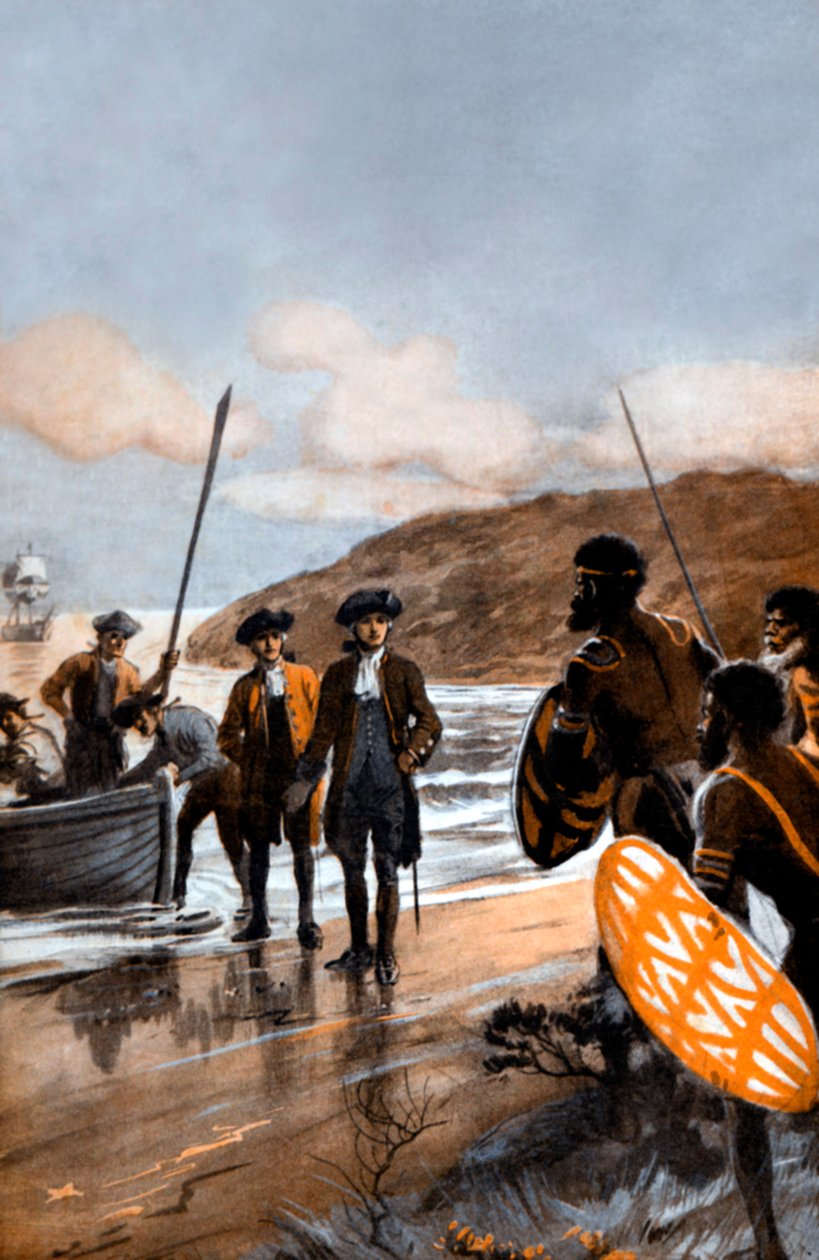 Captain Cooks första landning vid Botany Bay av George Soper