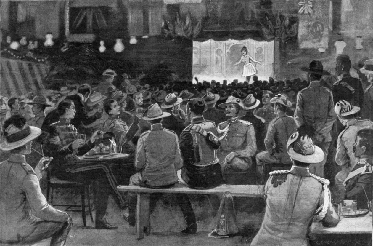 The Entertainment of Colonials ges av The Royal Horse Guards på Albany Street Barracks, illustration från 