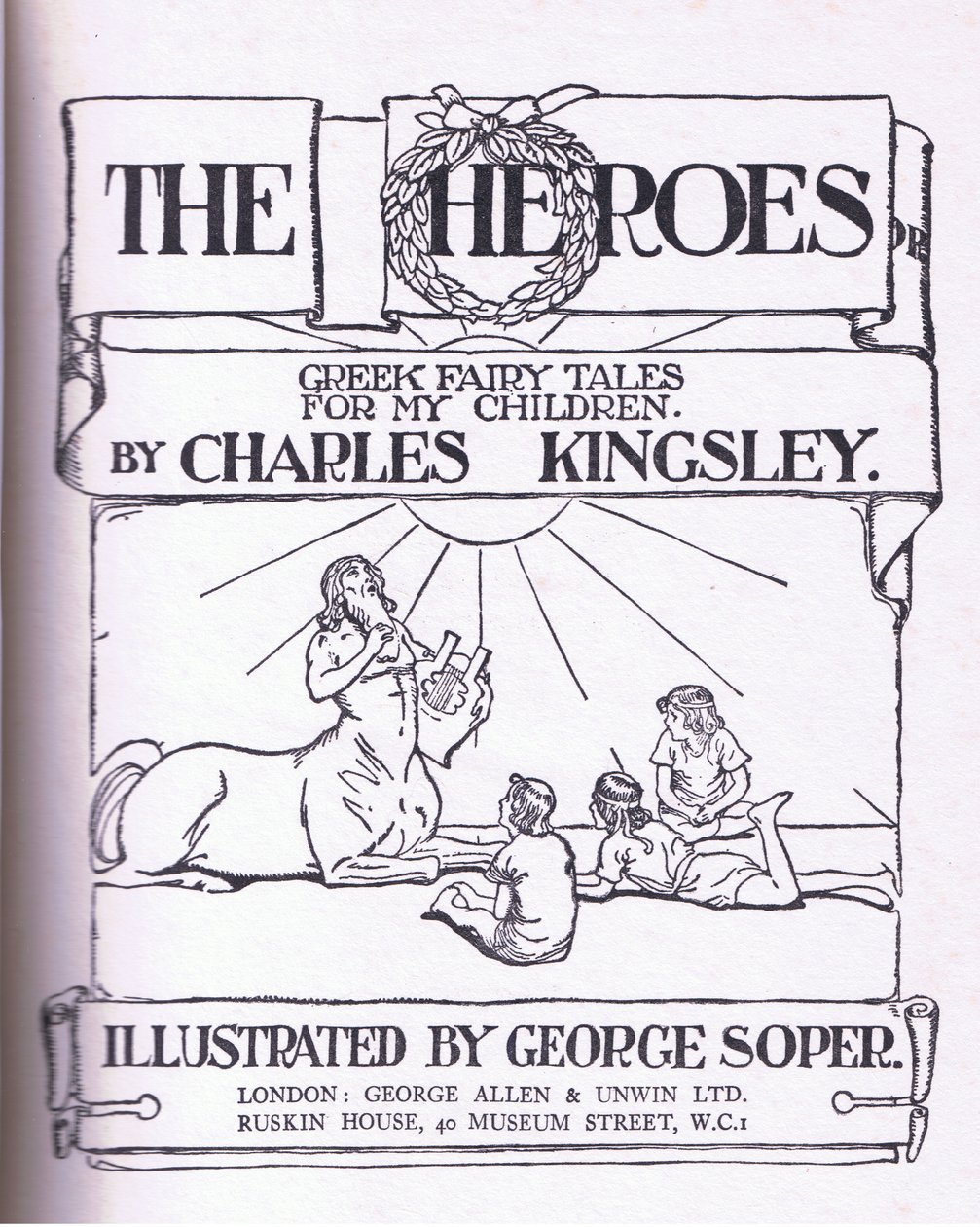 Titelsidesdesign, från The Heroes publicerad av George Allen och Unwin 1929 av George Soper