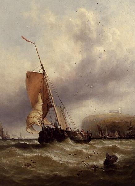 Fiskebåt i grovt hav av George Stainton
