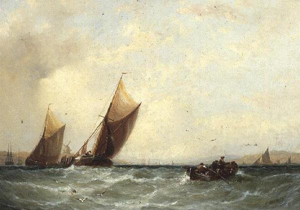 Fiskebåtar utanför en holländsk kust av George Stainton