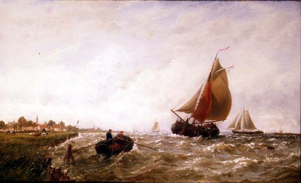 Frakt från en holländsk kustlinje av George Stanfield Walters
