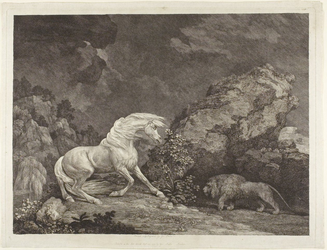 En häst skrämd av ett lejon av George Stubbs
