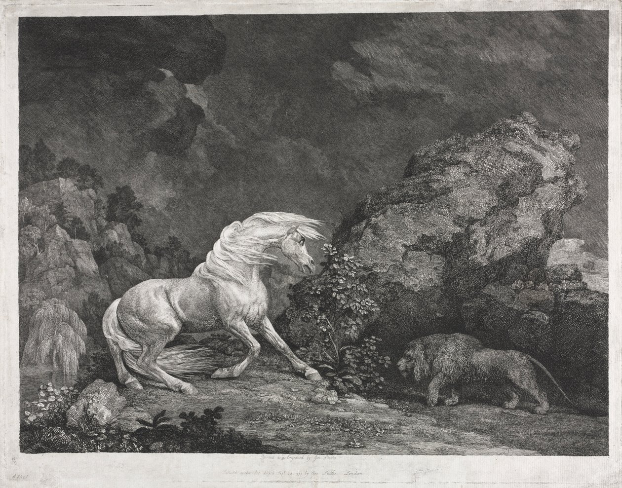 En häst skrämd av ett lejon, 1777. av George Stubbs