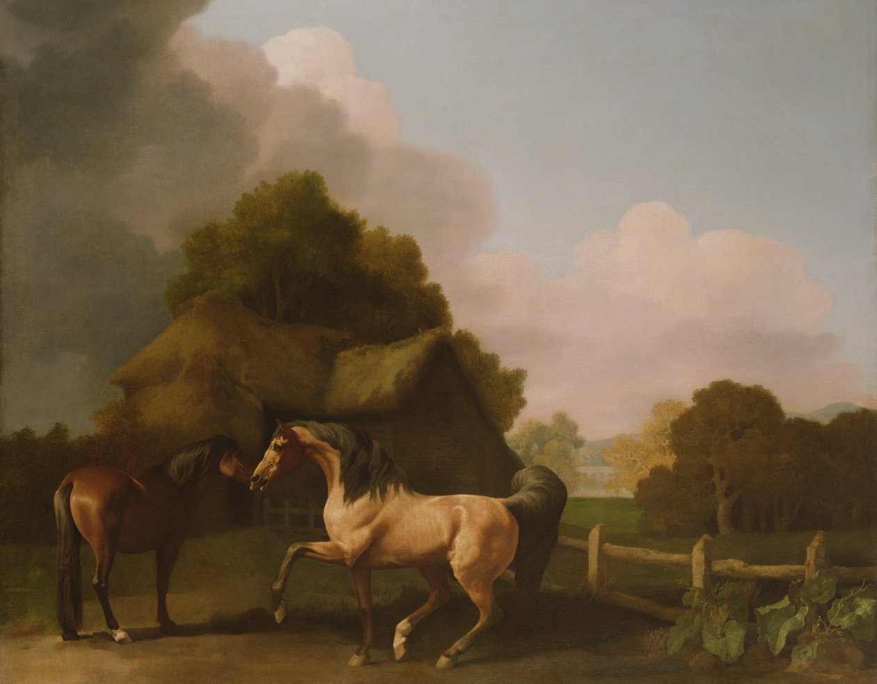 En roanhingst och ett bukträdande sto av George Stubbs