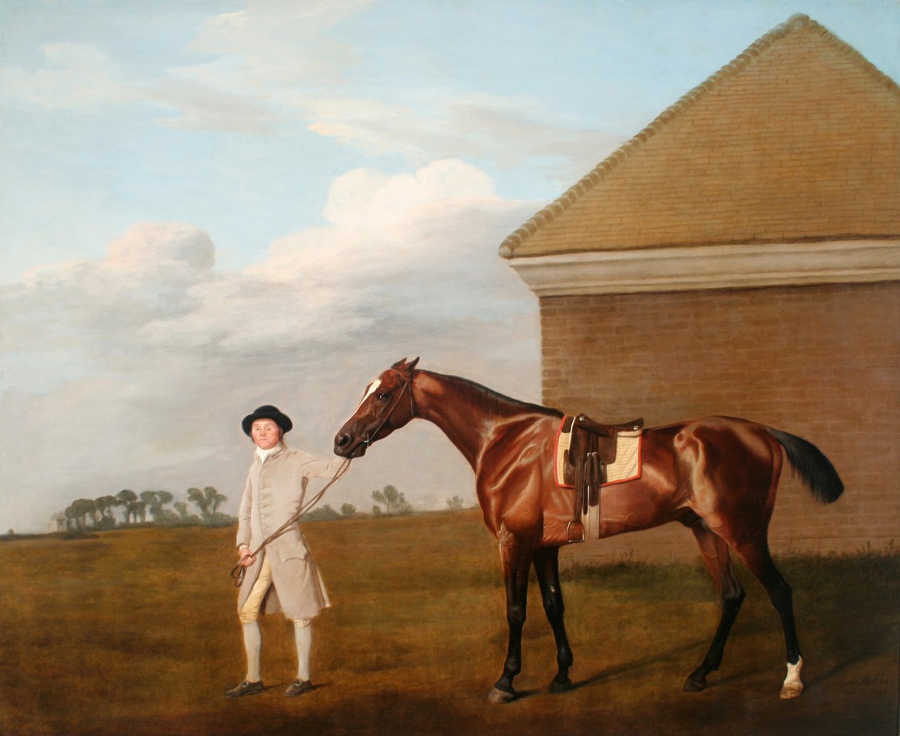 Firetail med sin tränare vid Rubbing-Down House på Newmarket Heath av George Stubbs