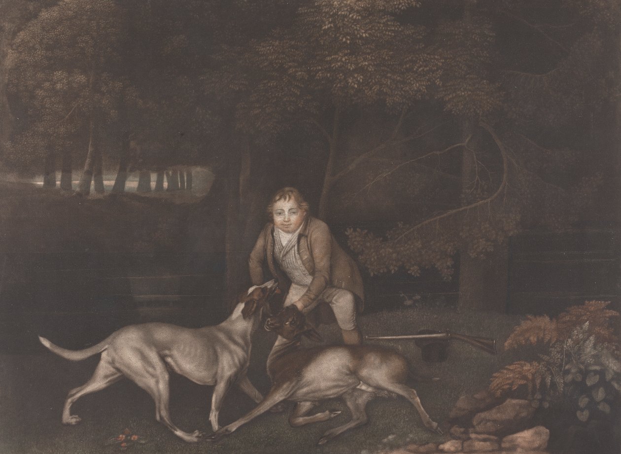 [Freeman, Keeper to the Earl of Clarendon, with a hound and a sårad doe]: återutgiven efter Stubbs död med titeln: Death of the Doe av George Stubbs