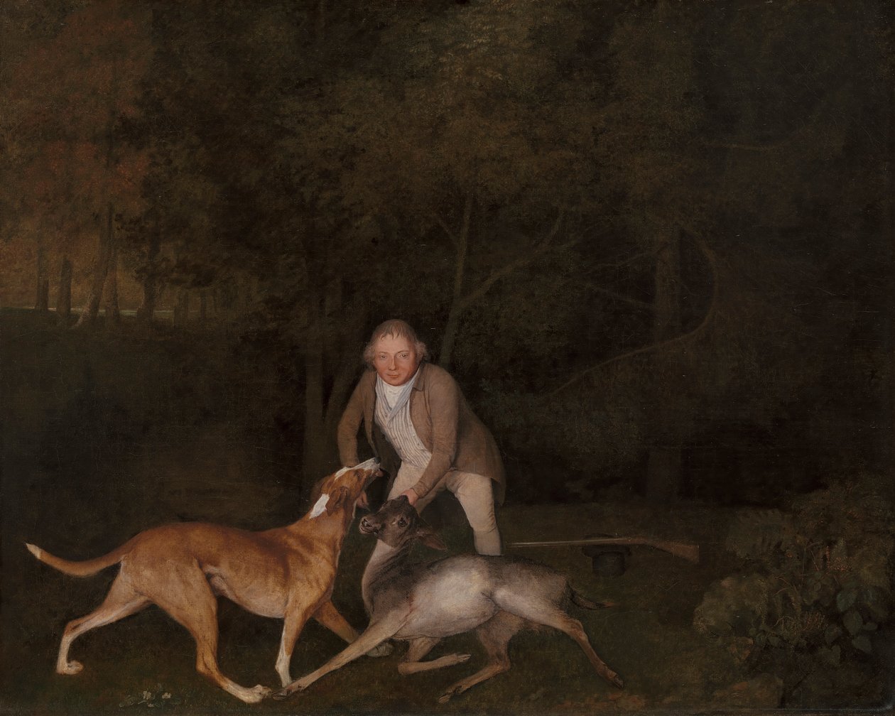 Freeman, greven av Clarendons jaktvårdare, med en döende då och hund av George Stubbs