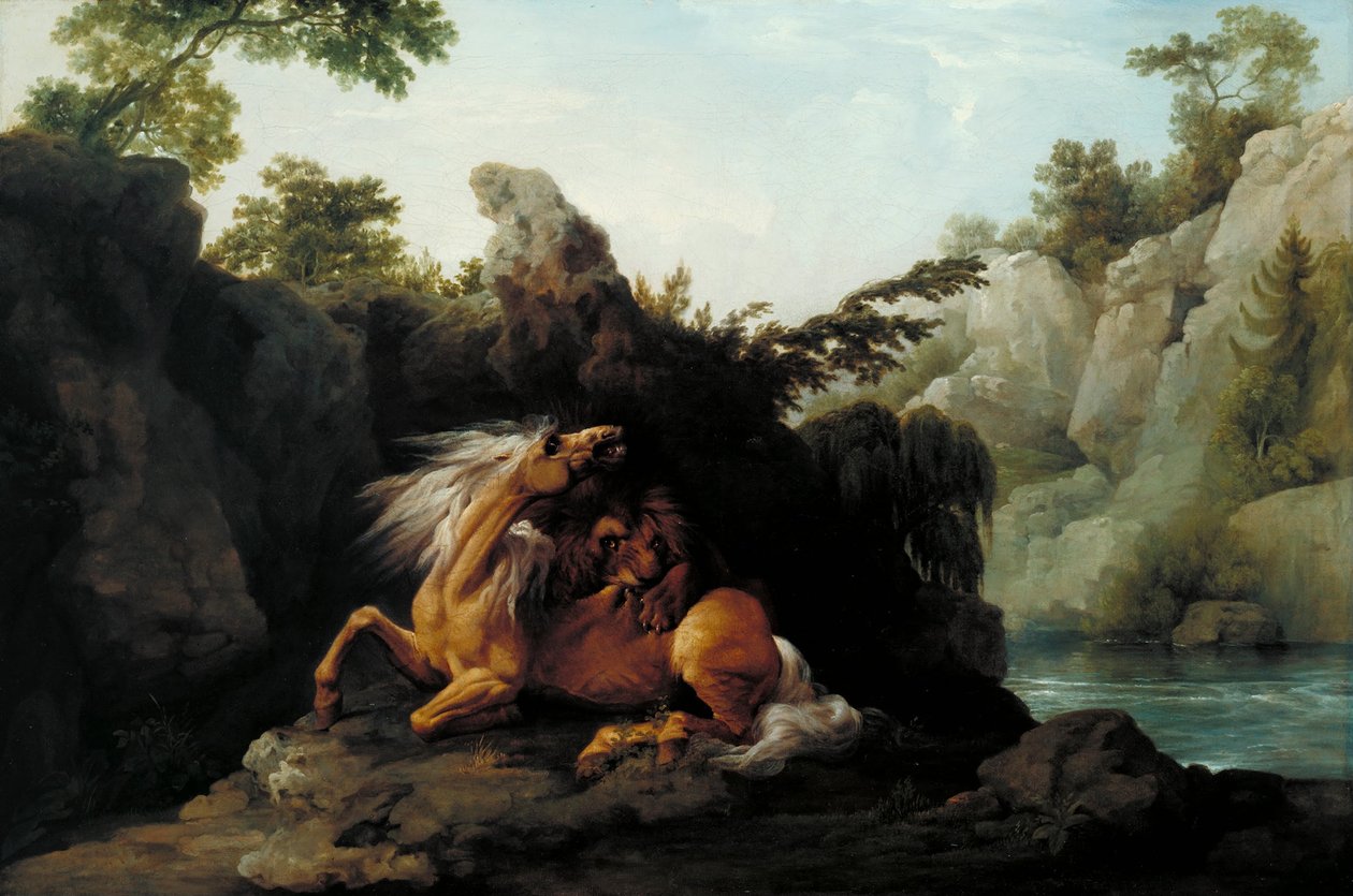 Häst slukad av ett lejon av George Stubbs