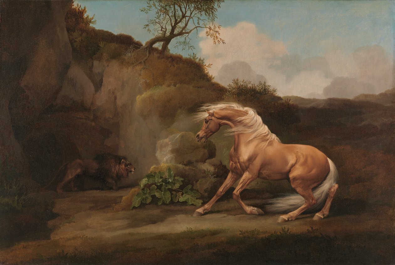 Häst skrämd av ett lejon av George Stubbs