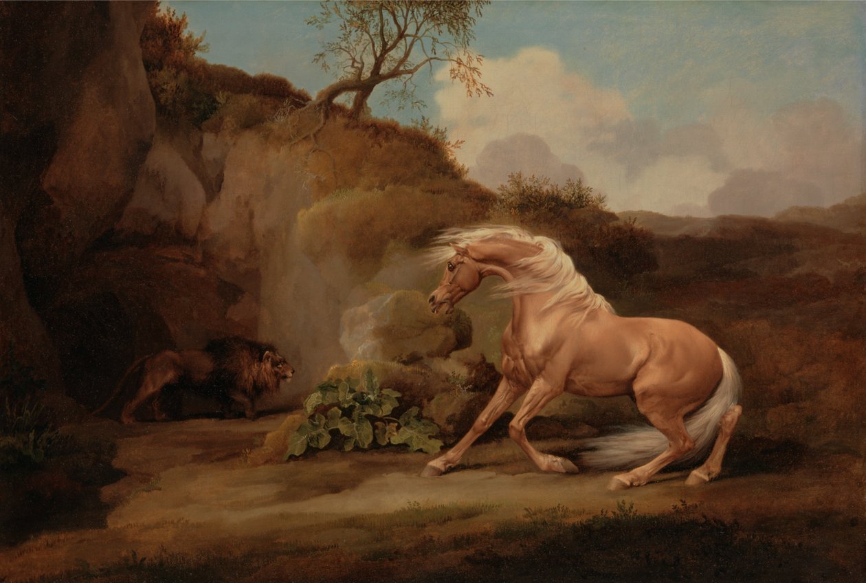 Häst skrämd av ett lejon av George Stubbs