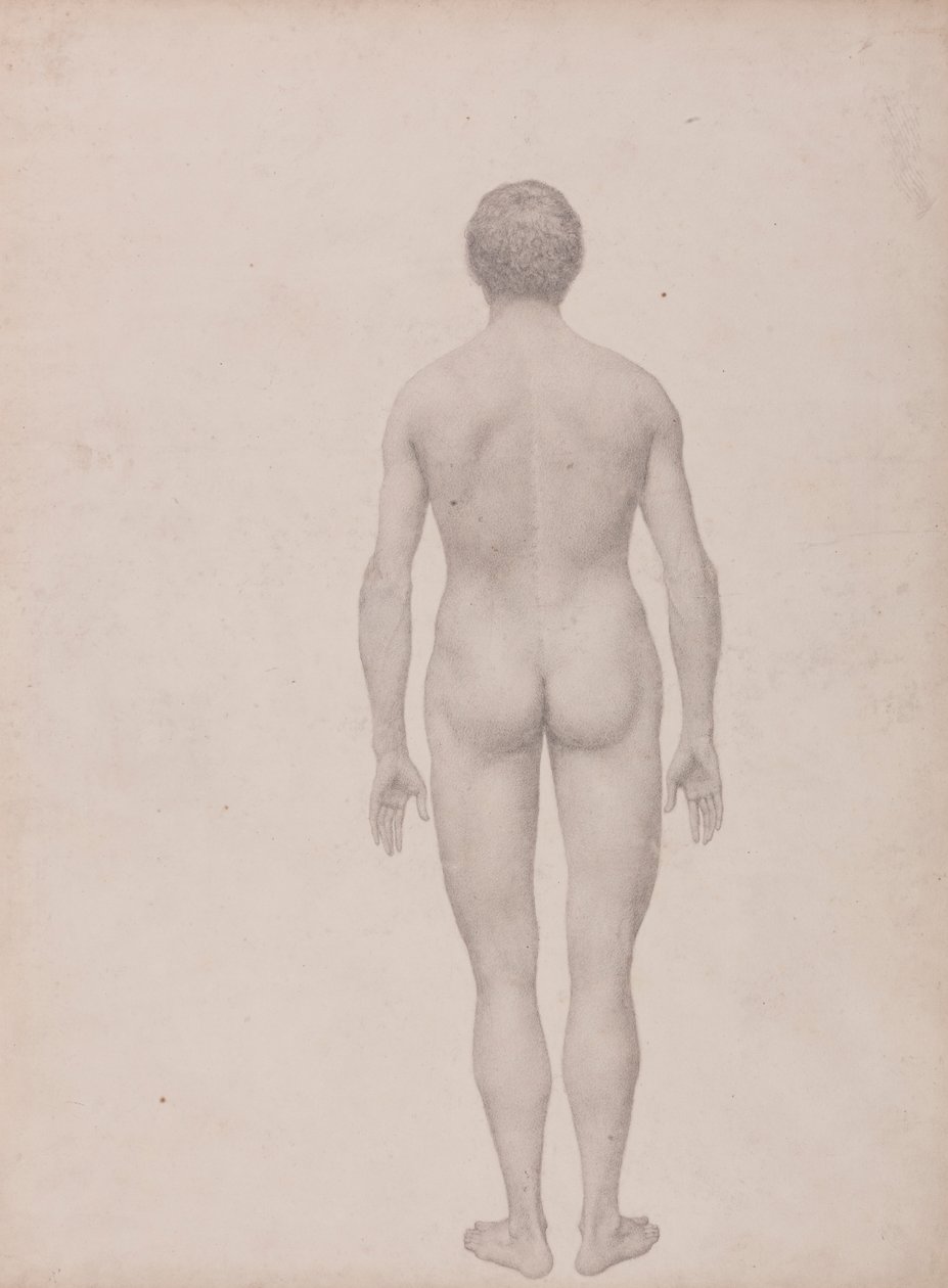 Människofigur, vy bakifrån, odissected (avslutad studie för tabell VII) av George Stubbs
