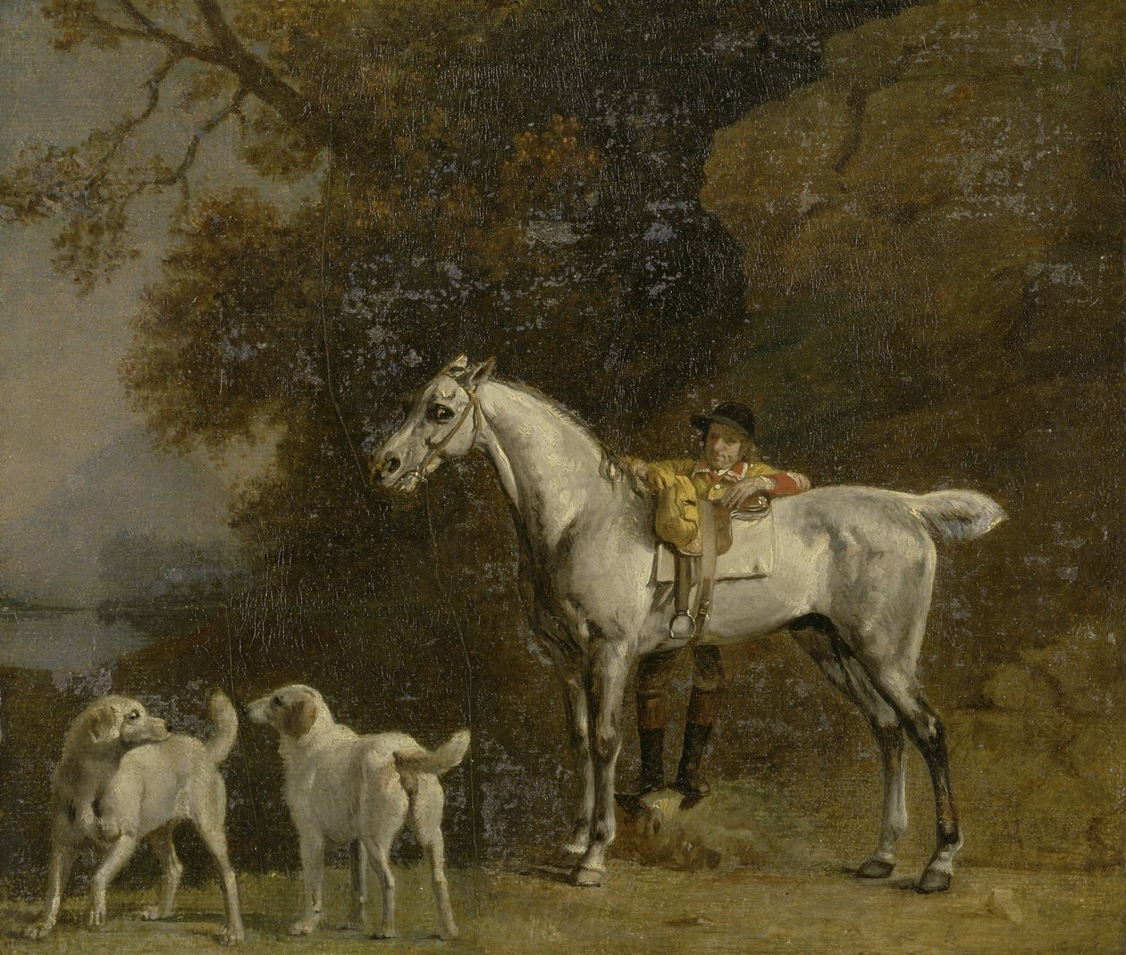 Huntsman with a Grey Hunter and Two Foxhounds: detaljer från Goodwood 