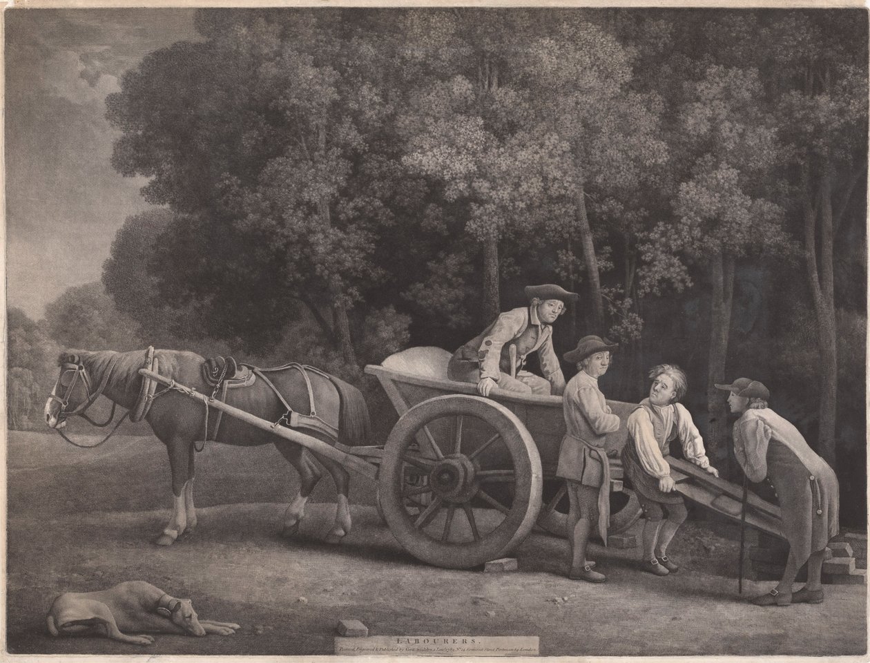 Arbetare, graverad av konstnären, pub. 1789 (etsning) av George Stubbs