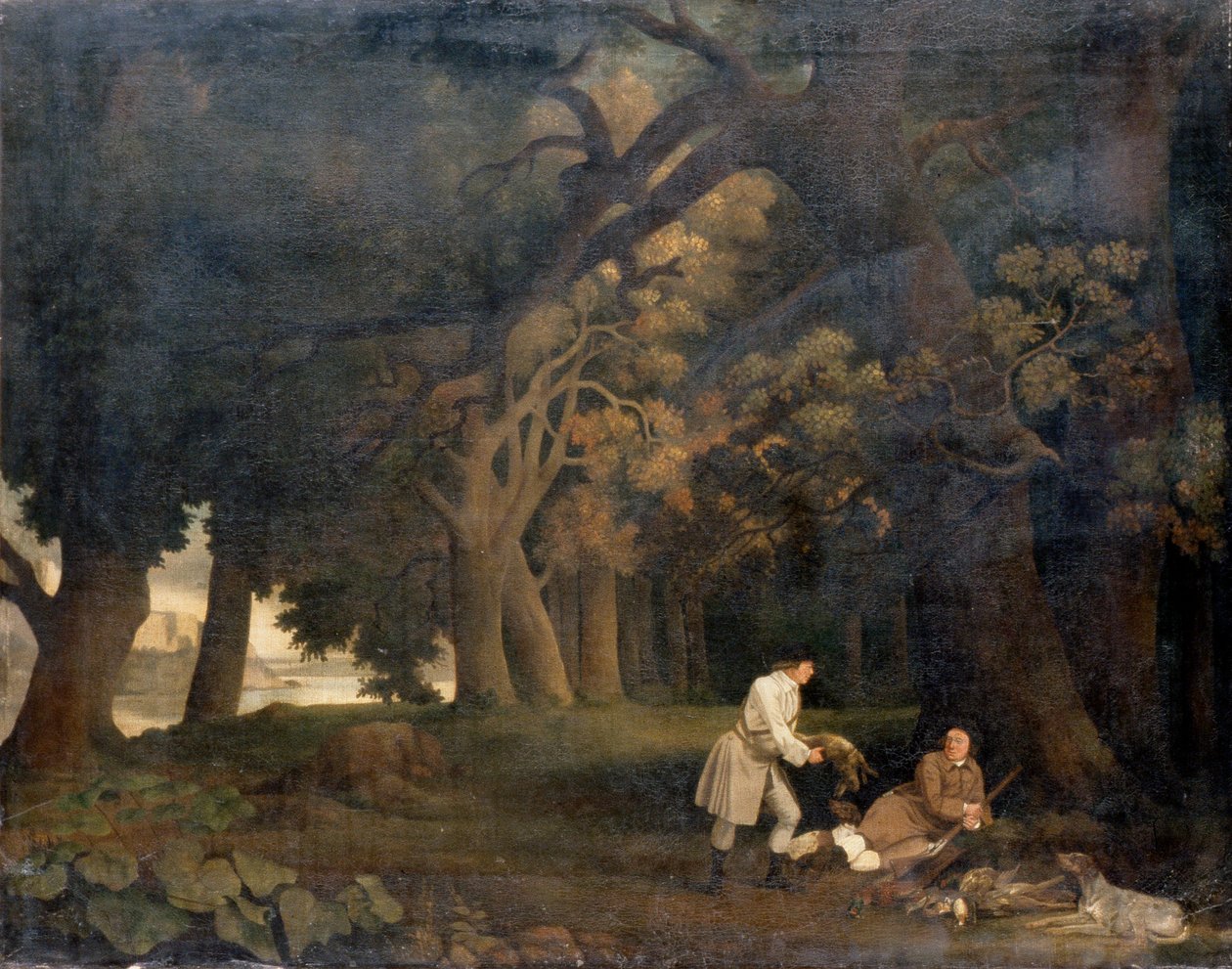 Fotografering av skogsscen (olja på duk) av George Stubbs