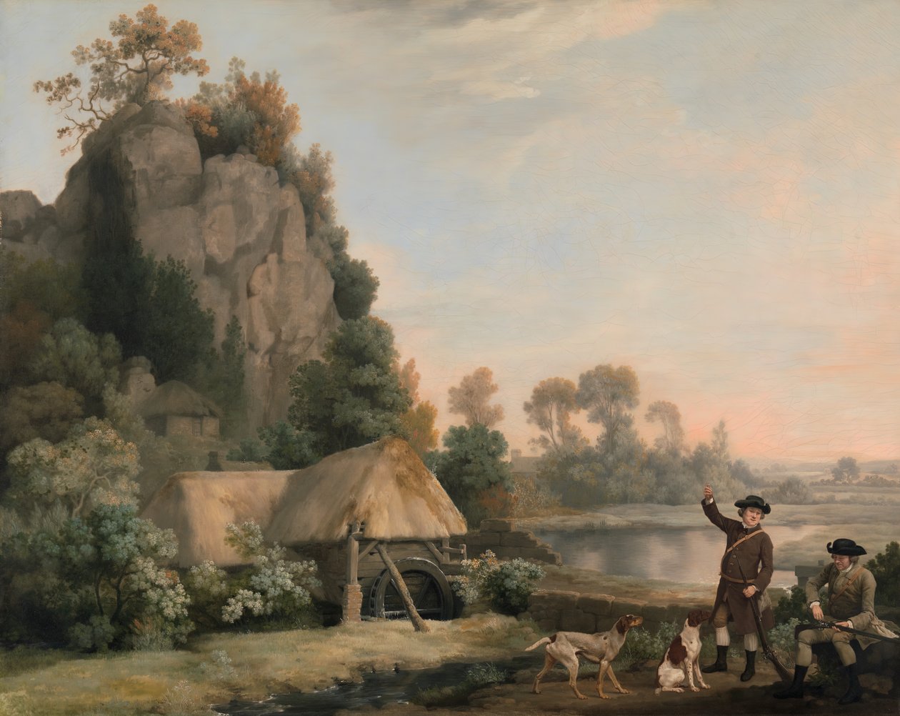 Två herrar som ska skjuta, med utsikt över Creswell Crags, tagna på plats, ca. 1767. av George Stubbs