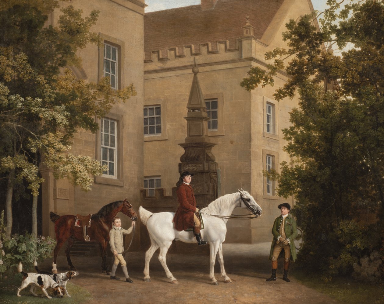 William Henry Cavendish Bentinck, 3:e hertig av Portland framför Welbeck Abbey Ridstall, 1766-7 av George Stubbs