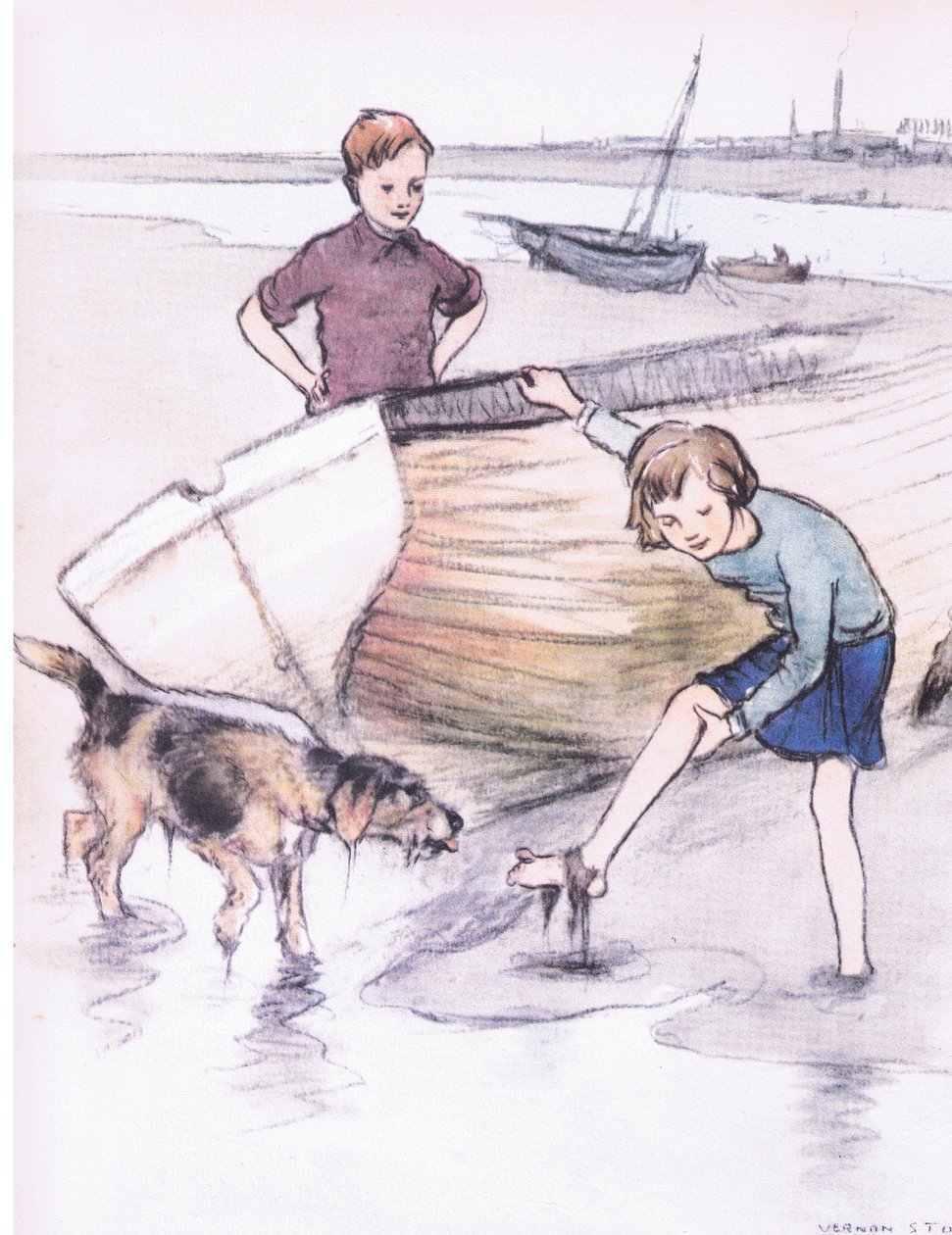 Vicky och Bill med Rosie, från Mudlarks utgiven av Collins av George Vernon Stokes