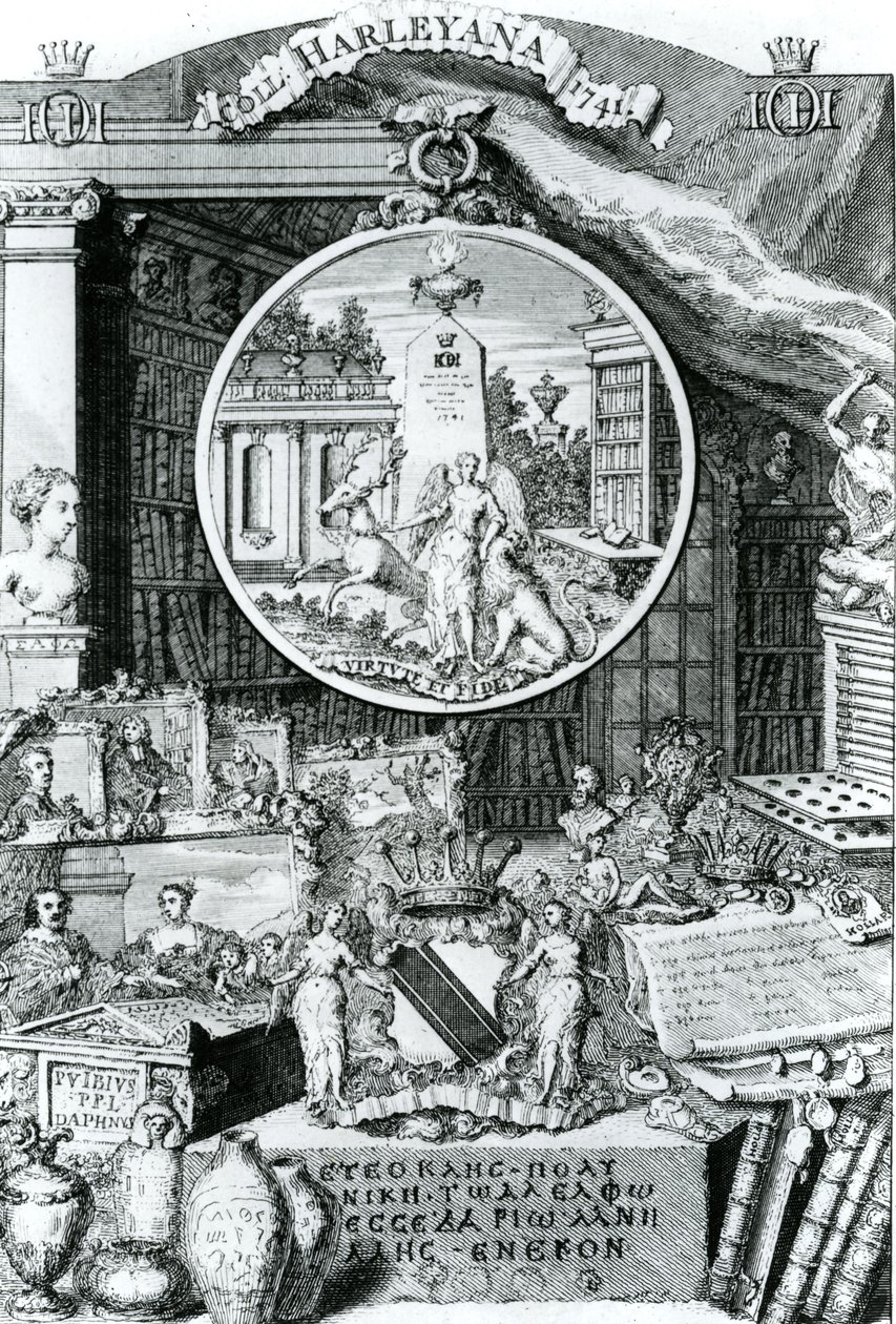 Bokskylt av Lord Harley, 1741 av George Vertue