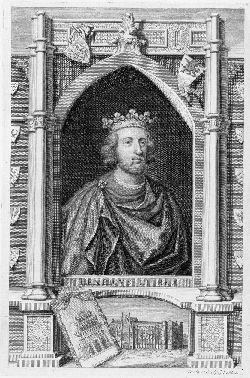 Henrik III (1207-72) kung av England från 1216, graverad av konstnären (gravyr) av George Vertue