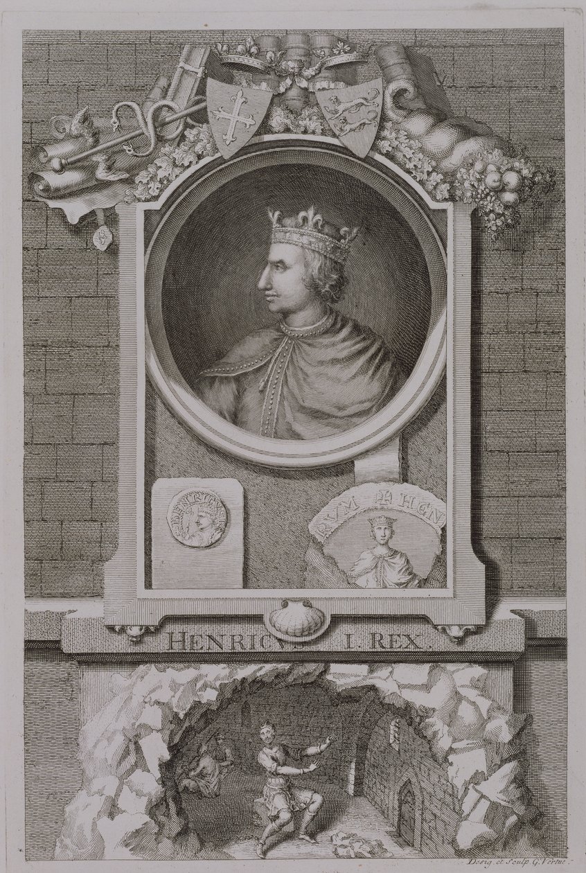 Henrik I (1068-1135) kung av England från 1100, graverad av konstnären av George Vertue