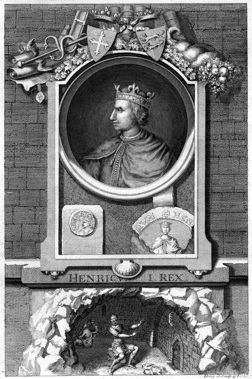 Henrik I, kung av England. av George Vertue