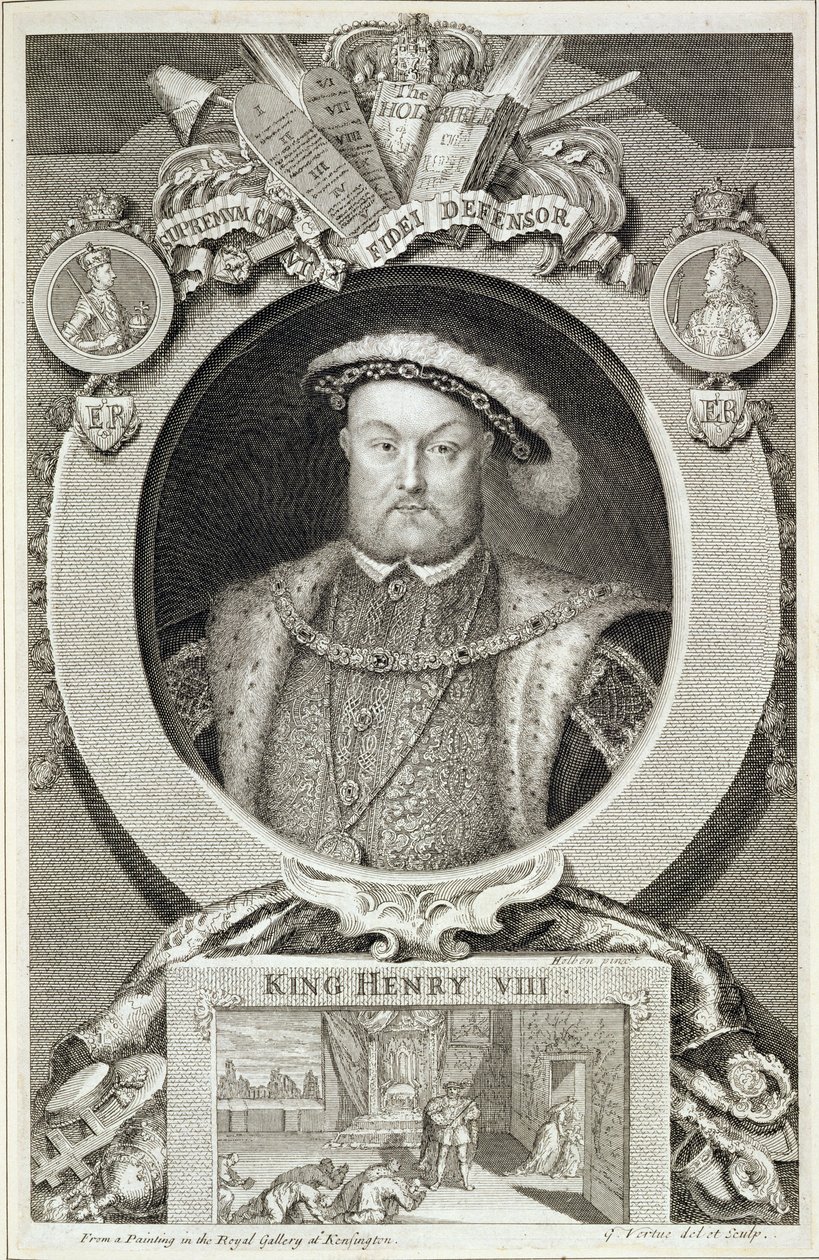 Henrik VIII (1491-1547), efter en målning i Royal Gallery i Kensington av George Vertue