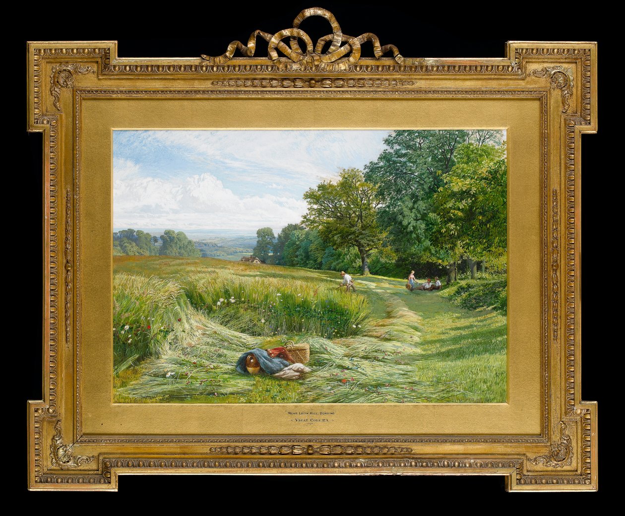 Hay Time nära Leith Hill, Dorking, Surrey, 1860 (wc på papper) av George Vicat Cole