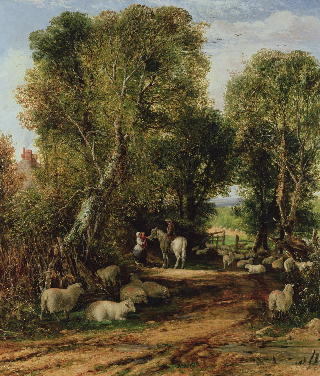 Pastoral scen med får, 1800-tal av George Vicat Cole