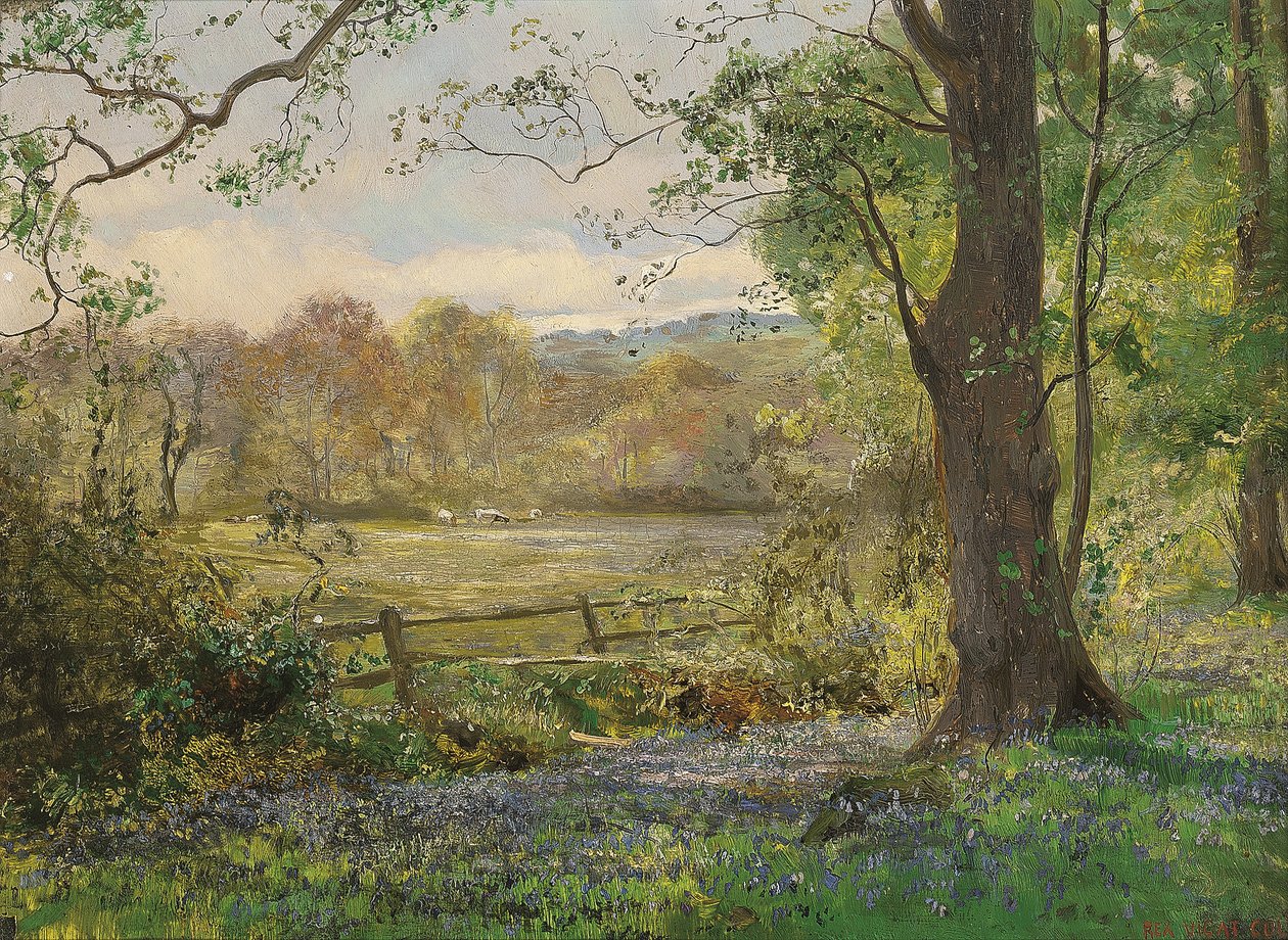 Springtime (olja på panel) av George Vicat Cole
