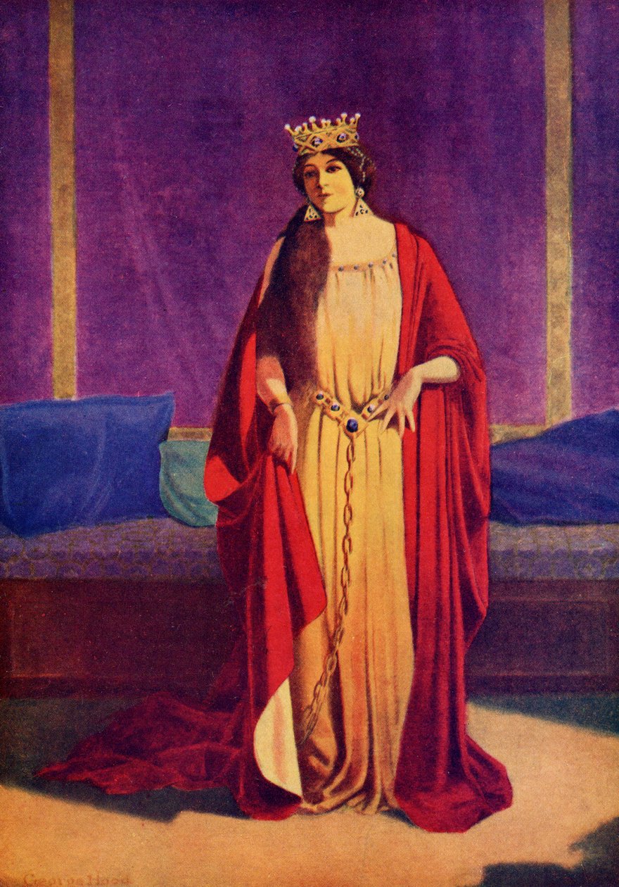 Hon visade ett brett gyllene band runt midjan och en gyllene kedja som fäste henne vid marken, från "Legends of the Alhambra" av Washington Irving (1783-1859) publicerad av Lippincott av George Washington Hood