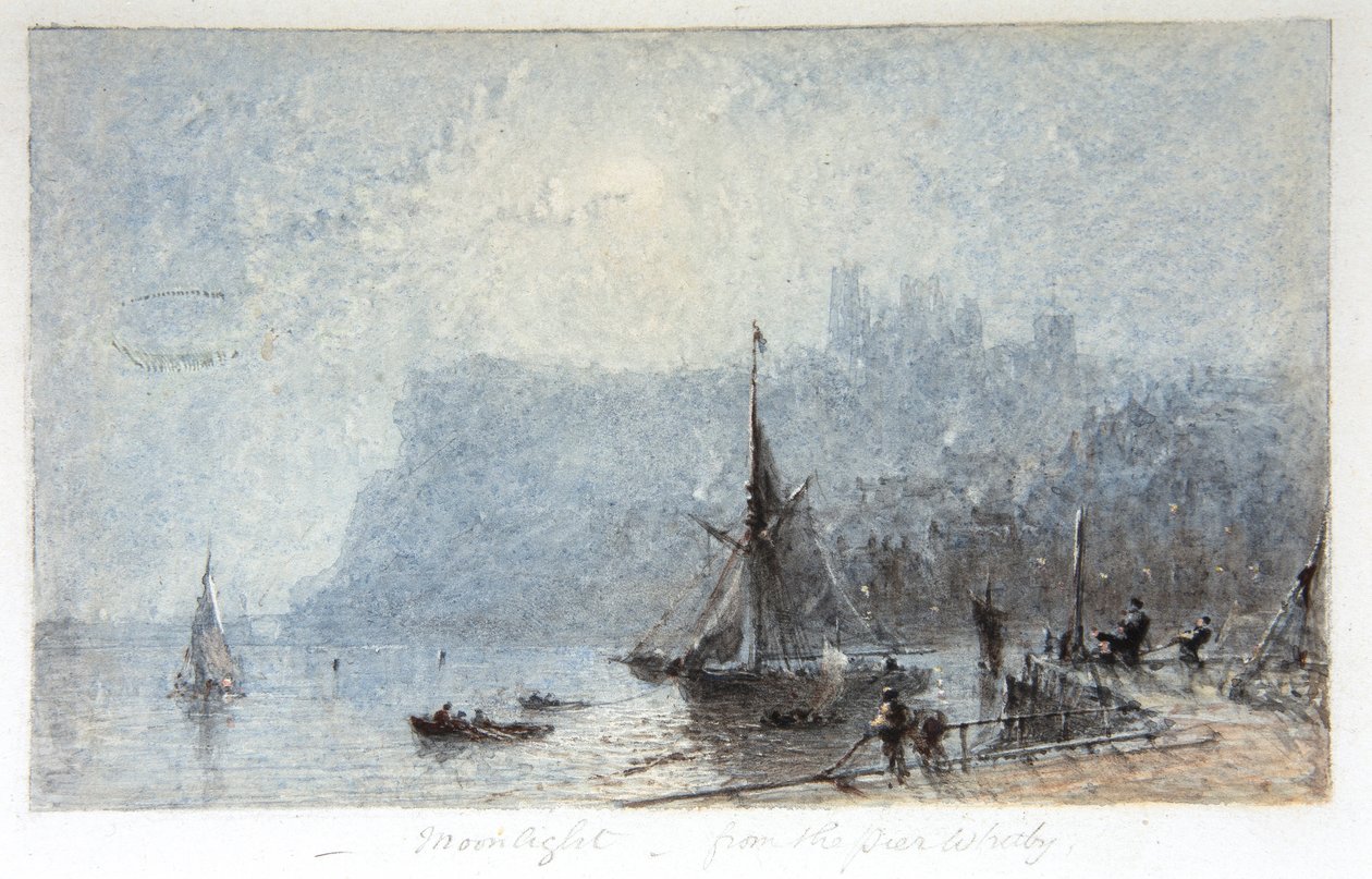 Månsken - från piren Whitby av George Weatherill