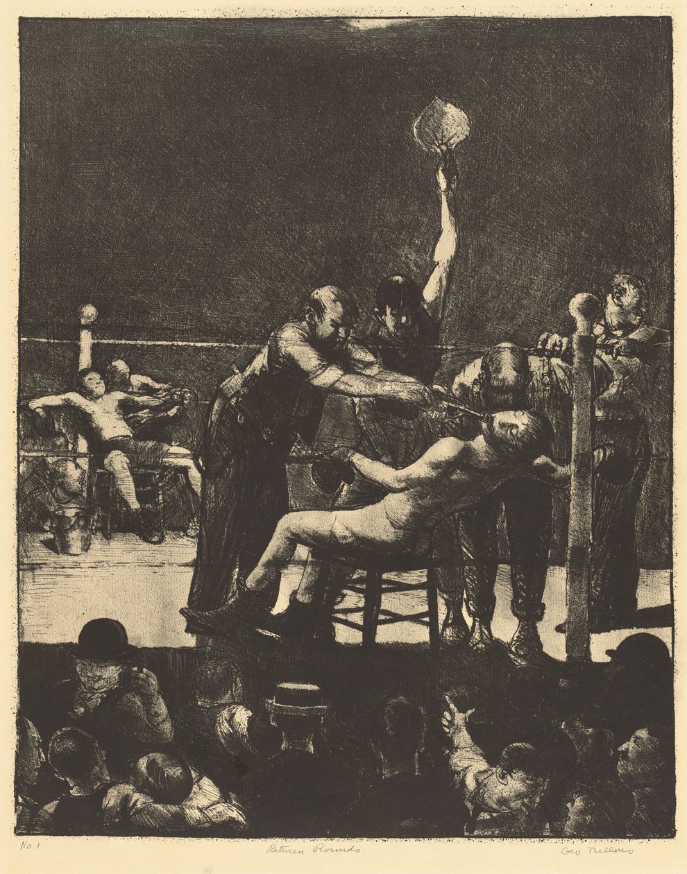 Between Rounds, stor, första sten, 1916. av George Wesley Bellows