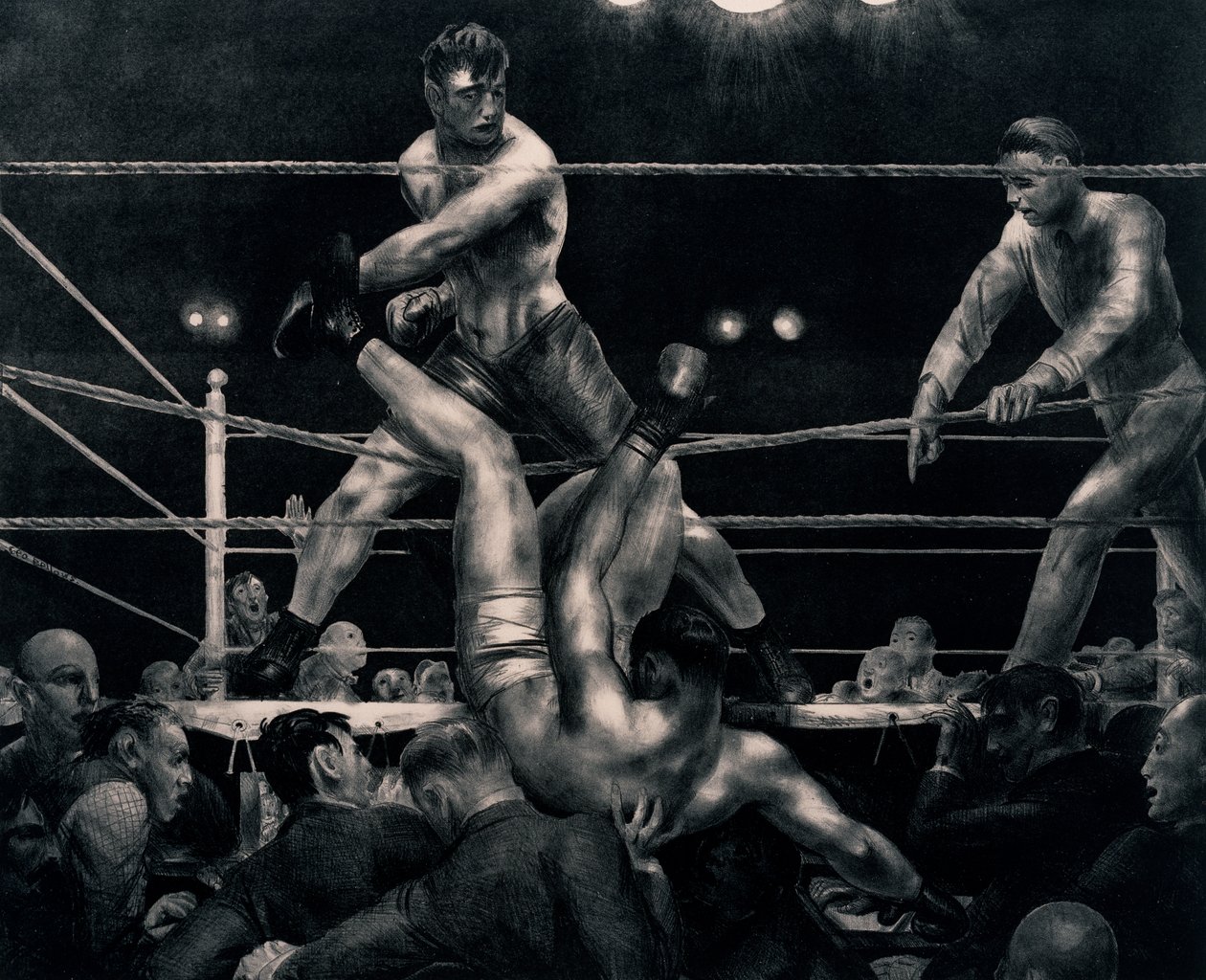 Dempsey och Firpo, 1923-24 av George Wesley Bellows