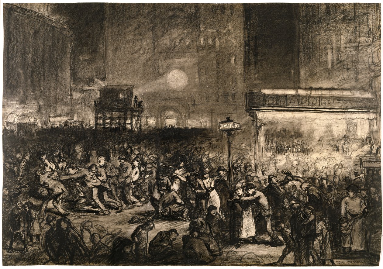 Valnatten Times Square av George Wesley Bellows