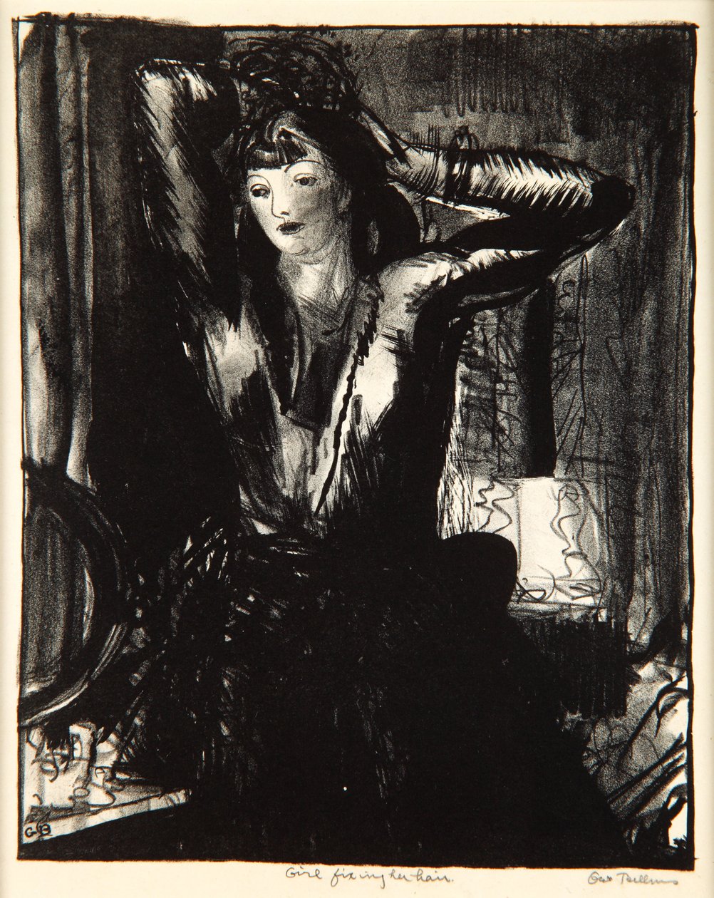 Flicka som fixar sitt hår, 1923-24 av George Wesley Bellows